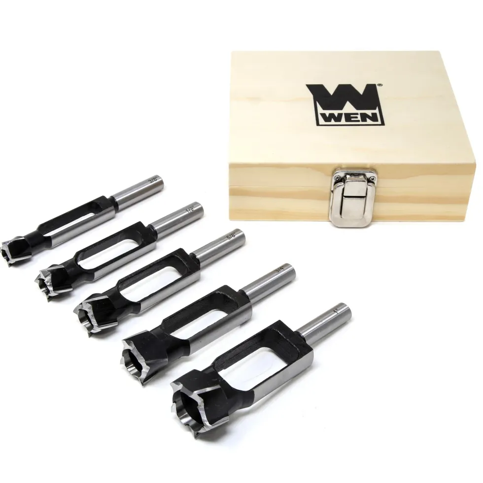 WEN DB051T 5-Piece Tenon and Deep Plug Cutter Drill Bit Set with Carrying Case