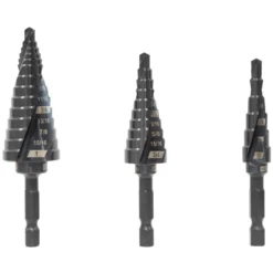 WEN DB238X 3-Piece Impact-Duty Titanium Step Drill Bit Set with #2, #3, and #8 Step Drill Bits