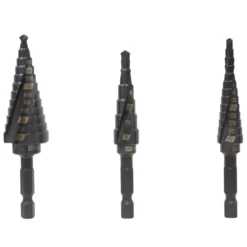 WEN DB124X 3-Piece Impact-Duty Titanium Step Drill Bit Set with #1, #2, and #4 Step Drill Bits