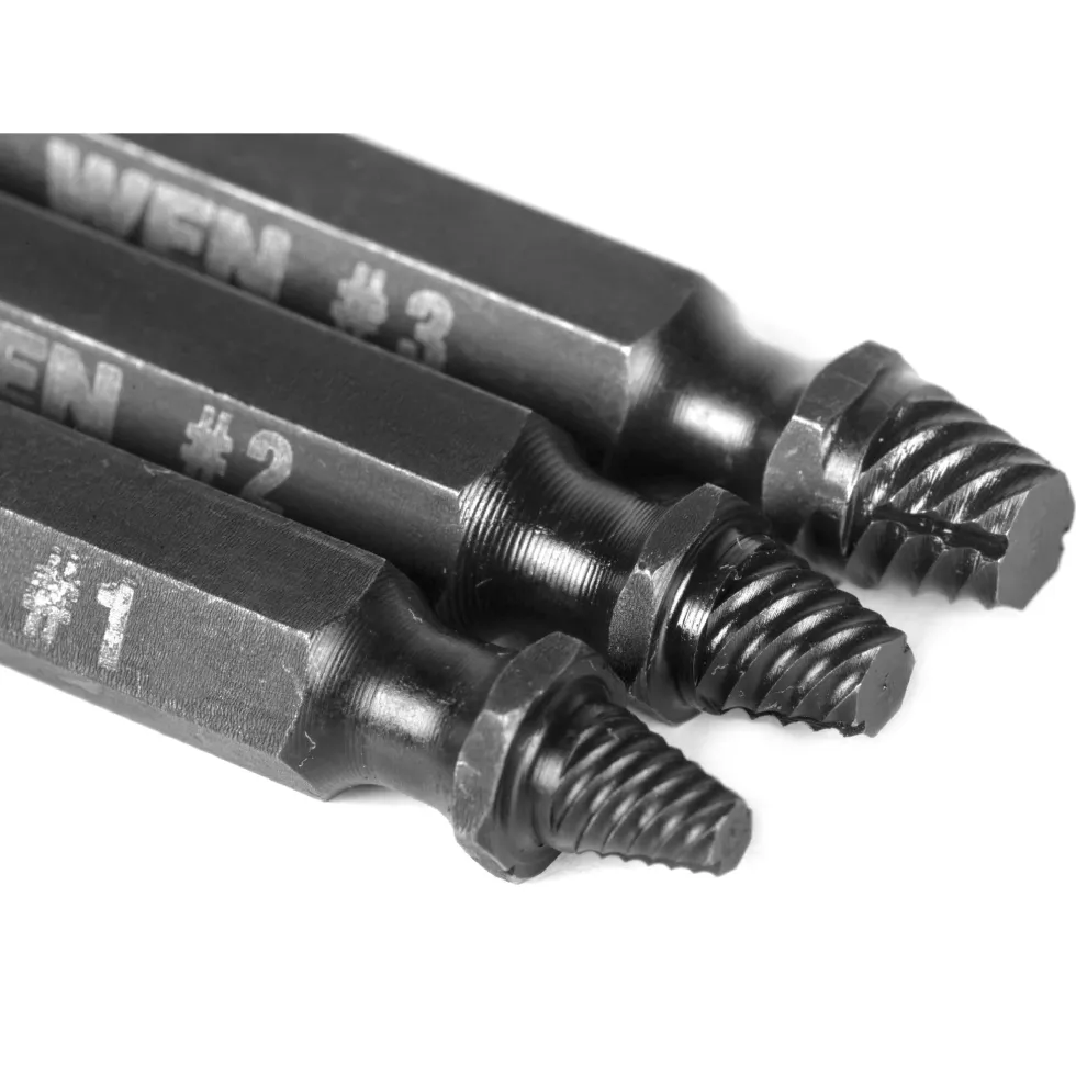 WEN DBX003 Screw Extractor Kit, Impact-Rated 3-Piece Set with Double-Ended Bits