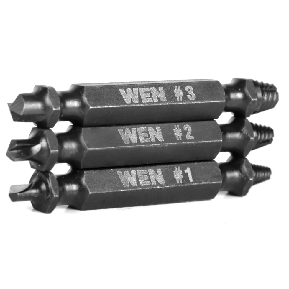 WEN DBX003 Screw Extractor Kit, Impact-Rated 3-Piece Set with Double-Ended Bits