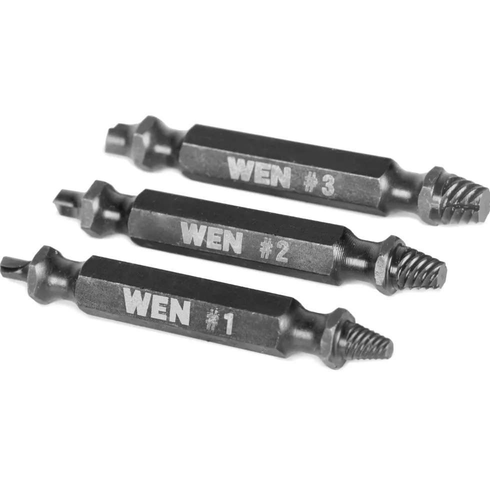 WEN DBX003 Screw Extractor Kit, Impact-Rated 3-Piece Set with Double-Ended Bits