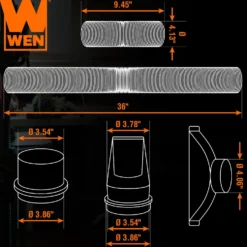 WEN DCA017 4-Inch by 36-Inch Flexible and Sculptable Dust Hose Kit with Couplers and Adapters