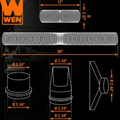 WEN DCA019 2.5-Inch by 36-Inch Flexible and Sculptable Dust Hose Kit with Couplers and Adapters