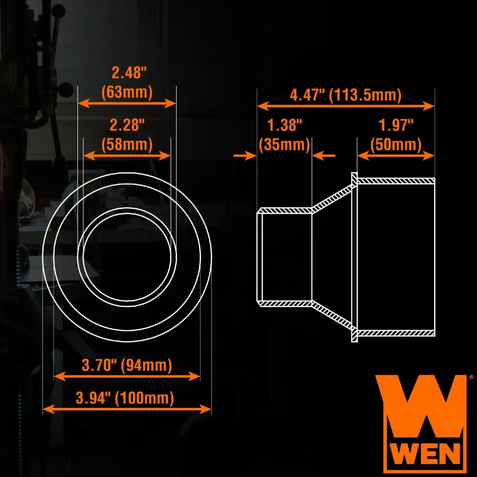 WEN DCA001 4-Inch to 2-1/2-Inch Cone Reducer Attachment for Dust Hoses and Dust Collection Systems