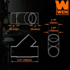 WEN DCA003 4-Inch Y-Fitting Dust Hose Splitter Connection for Dust Collection Systems