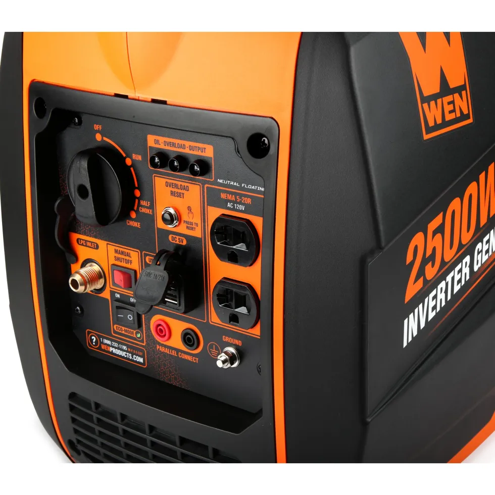 WEN DF250i Super Quiet 2500-Watt Portable Dual Fuel Inverter Generator with Fuel Shut-Off