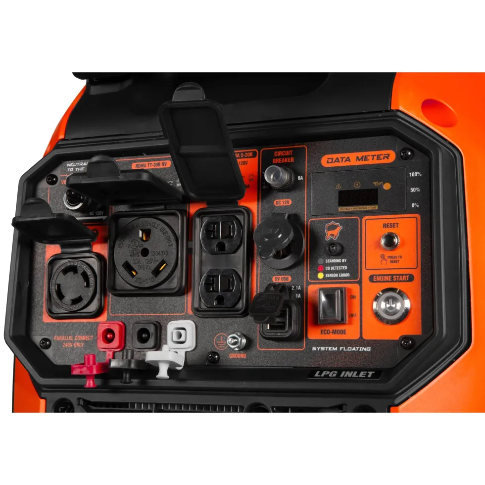 WEN DF680iX Quiet 6800-Watt Dual Fuel RV-Ready Electric Start Portable Inverter Generator with Fuel Shut Off and CO Watchdog for Electric Vehicle Backup