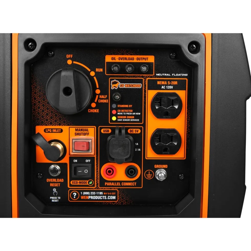 WEN DF250iX Super Quiet 2500-Watt Portable Dual Fuel Inverter Generator with Fuel Shut-Off and CO Sensor