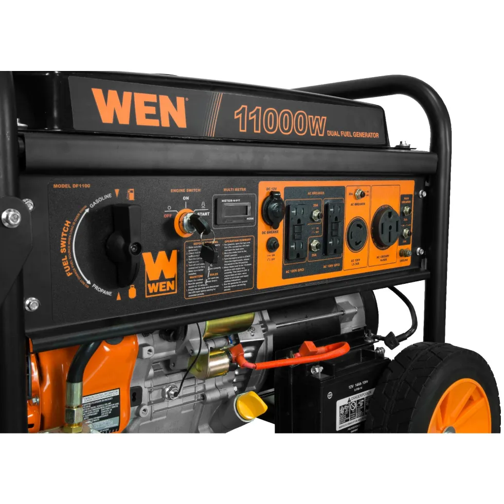 WEN DF1100T 11,000-Watt 120V/240V Dual Fuel Portable Generator with Wheel Kit and Electric Start