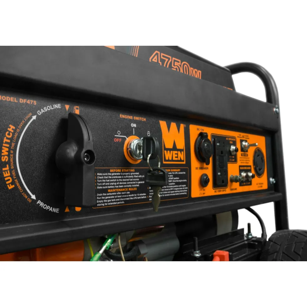 WEN DF475T 4,750-Watt 120V/240V Dual Fuel Portable Generator with Wheel Kit and Electric Start