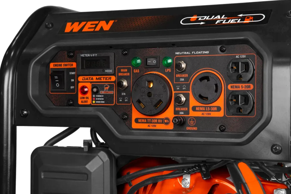 WEN DF5600X 5,600-Watt Dual Fuel Portable Generator with Wheel Kit, Electric Start, and CO Watchdog