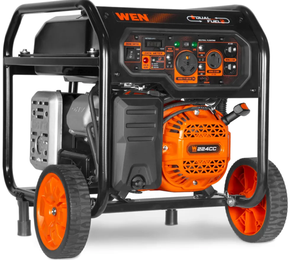 WEN DF5600X 5,600-Watt Dual Fuel Portable Generator with Wheel Kit, Electric Start, and CO Watchdog