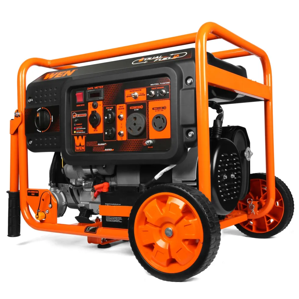 WEN DF623X 6250-Watt 120-Volt/240-Volt Dual Fuel Electric Start Portable Generator with Wheel Kit and CO Shutdown Sensor