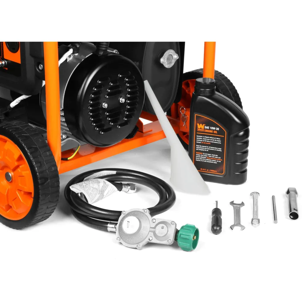 WEN DF623X 6250-Watt 120-Volt/240-Volt Dual Fuel Electric Start Portable Generator with Wheel Kit and CO Shutdown Sensor