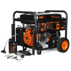 WEN DF1200X 12000-Watt 120-Volt/240-Volt Dual Fuel Transfer-Switch Ready Electric Start Portable Generator with Wheel Kit and CO Shutdown Sensor