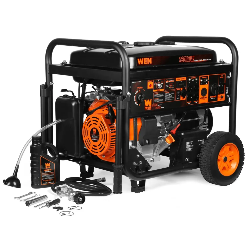 WEN DF1200X 12000-Watt 120-Volt/240-Volt Dual Fuel Transfer-Switch Ready Electric Start Portable Generator with Wheel Kit and CO Shutdown Sensor
