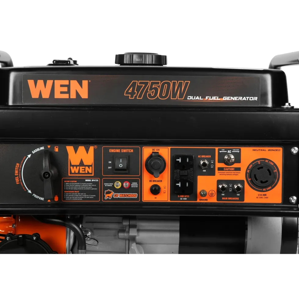 WEN DF472X 4,750-Watt 120V/240V Dual Fuel Portable Generator with CO Watchdog
