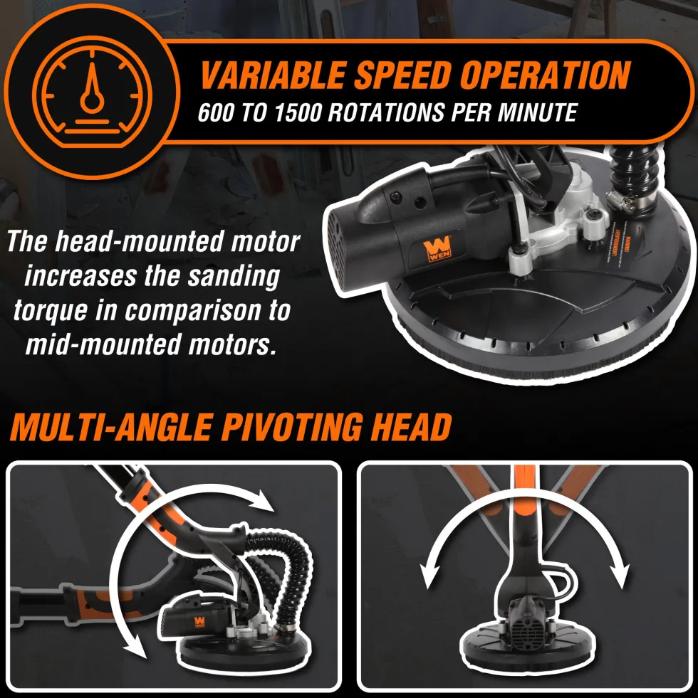 WEN DW5062 Variable Speed 5-Amp Drywall Sander with 15-Foot Dust Hose