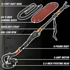 WEN DW5062 Variable Speed 5-Amp Drywall Sander with 15-Foot Dust Hose