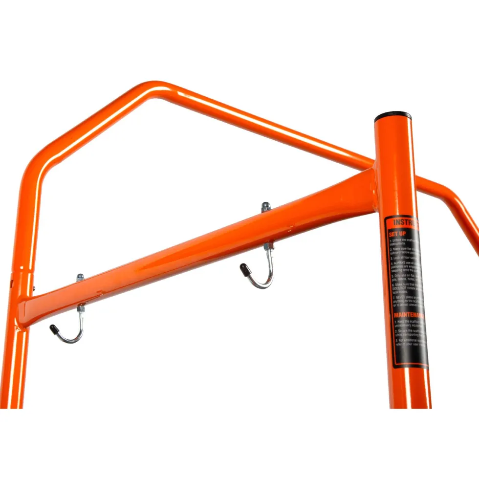 WEN 31107 4-Foot Portable Rolling Scaffolding, 500-Pound-Capacity with Foldable Design, Safety Rail and Tool Shelf
