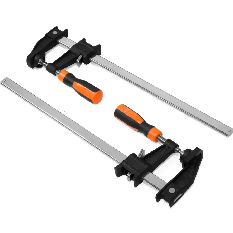 WEN 10212F2 Quick-Adjust 12-Inch Steel Bar Clamps with 2.5-Inch Throat and Micro-Adjustment Handle, Two Pack