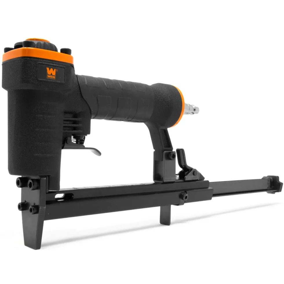 WEN 61706 20-Gauge 3/8-Inch Crown Air-Powered Pneumatic T50 Stapler for Upholstery and Woodworking