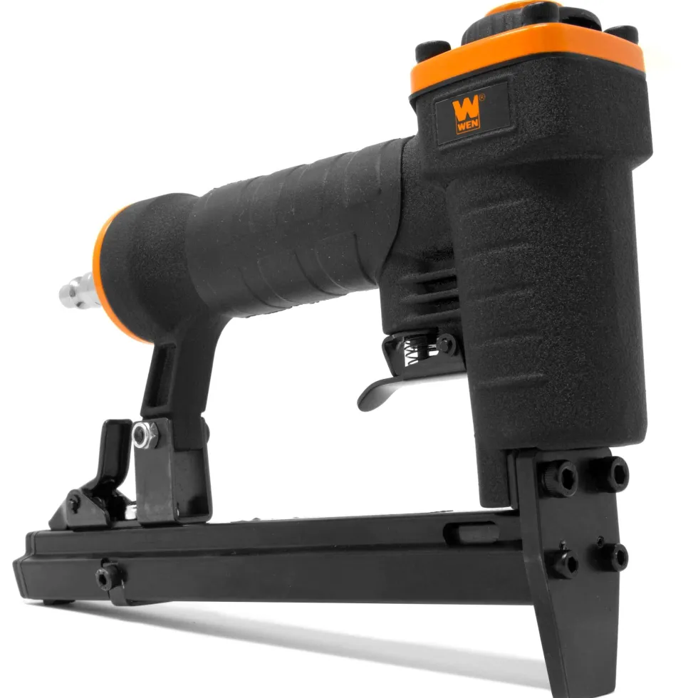 WEN 61706 20-Gauge 3/8-Inch Crown Air-Powered Pneumatic T50 Stapler for Upholstery and Woodworking