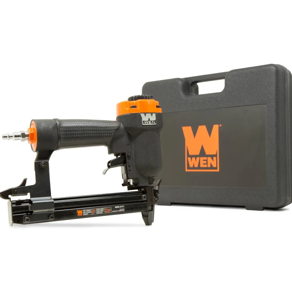 WEN 61711 18-Gauge 3/8-Inch to 1-Inch Air-Powered 1/4-Inch Narrow Crown Pneumatic Stapler