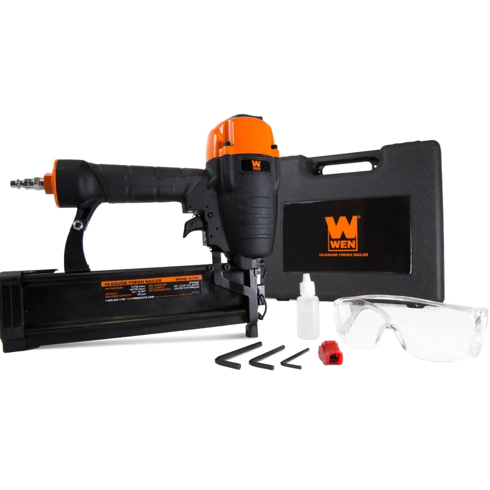 WEN 61764 16-Gauge Pneumatic Straight Finish Nailer with Carrying Case