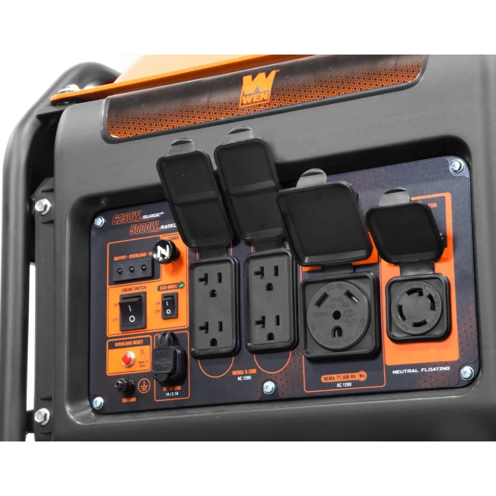 WEN GN625i 6250-Watt RV and Transfer-Switch-Ready 120V/240V Open Frame Inverter Generator