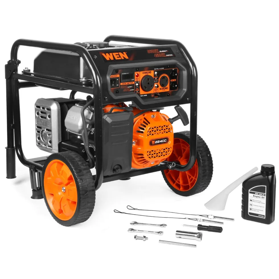 WEN GN5600 5,600-Watt Portable Generator with Wheel Kit, 224cc, Transfer-Switch, and RV-Ready