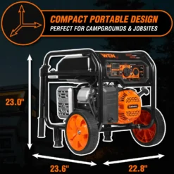 WEN GN5602X 5,600-Watt Portable Generator with Wheel Kit, Electric Start, 224cc, Transfer-Switch, RV-Ready, and CO Watchdog