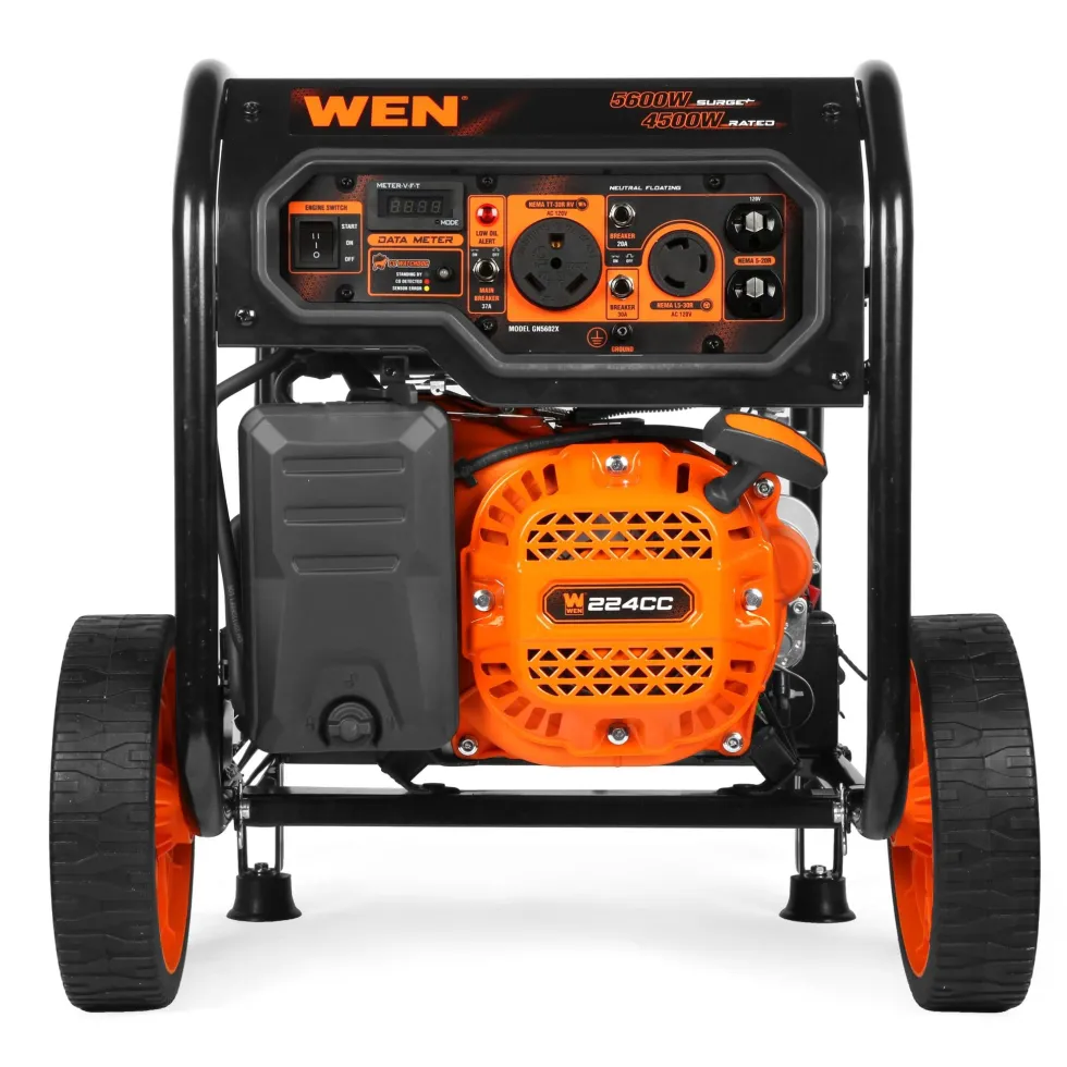 WEN GN5602X 5,600-Watt Portable Generator with Wheel Kit, Electric Start, 224cc, Transfer-Switch, RV-Ready, and CO Watchdog