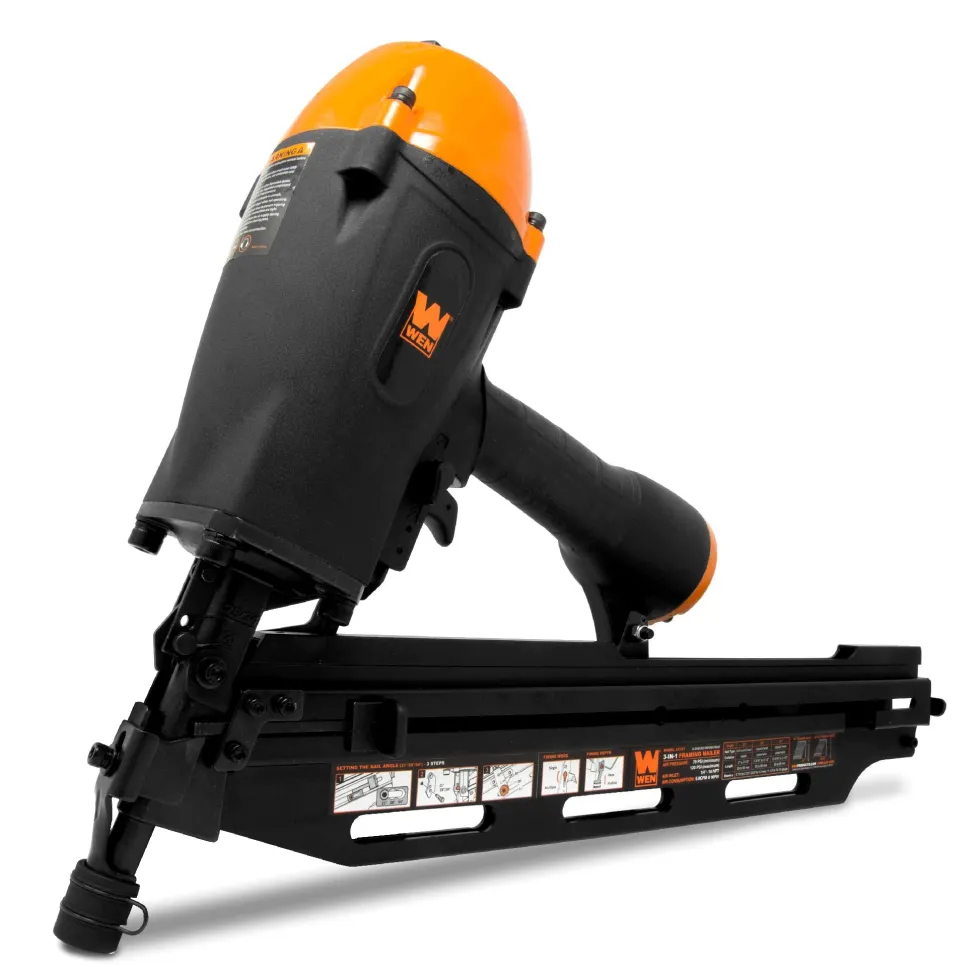 WEN 61731 3-in-1 Pneumatic 21-Degree, 28-Degree and 34-Degree Framing Nailer with Carrying Case