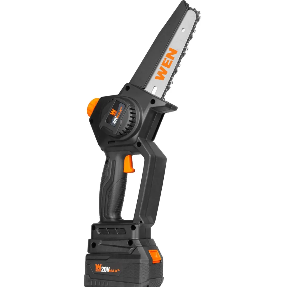 WEN 20752 2-In-1 20V Max Cordless Brushless Pole Saw and Mini Chainsaw with 4.0Ah Battery and Charger