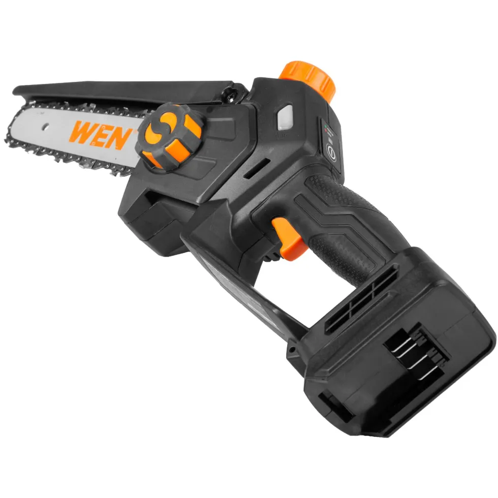 WEN 20752 2-In-1 20V Max Cordless Brushless Pole Saw and Mini Chainsaw with 4.0Ah Battery and Charger