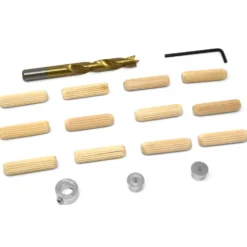 WEN JN038D 3/8-Inch Wooden Doweling Kit with Drill Bit, Stop Collar, and Fluted Birch Wood Dowels