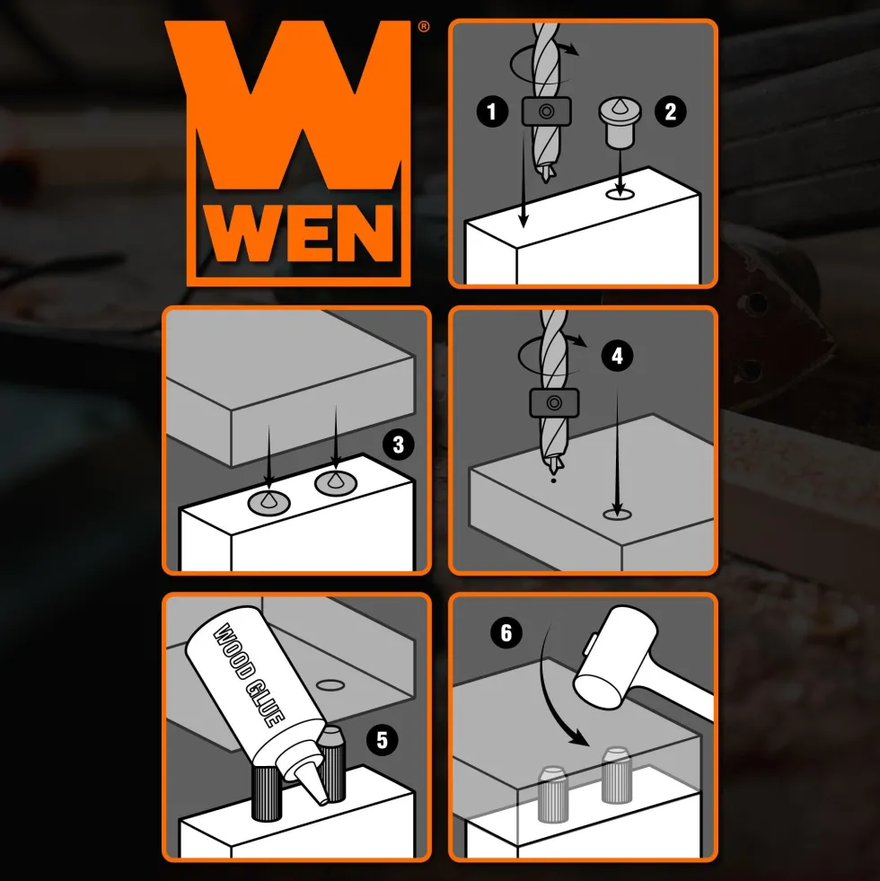 WEN JN516D 5/16-Inch Wooden Doweling Kit with Drill Bit, Stop Collar, and Fluted Birch Wood Dowels