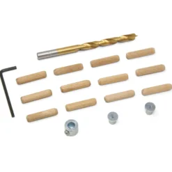 WEN JN014D 1/4-Inch Wooden Doweling Kit with Drill Bit, Stop Collar, and Fluted Birch Wood Dowels