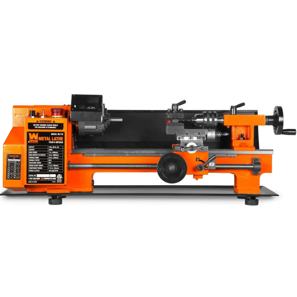 WEN ML716 Variable Speed 7-by 16-Inch Two Direction Benchtop Metal Lathe