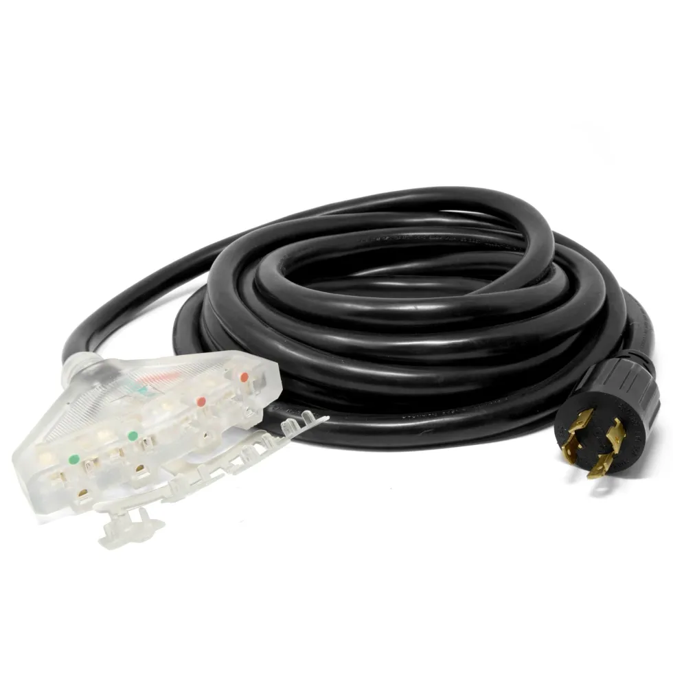 WEN PC2514 25 ft. 30-Amp 10-Gauge STW Fan-Style 10/4 Generator Extension Cord (converts L14-30R to four 5-20R outlets)