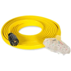 WEN PC1420F 125V/250V 30-Amp 10-Gauge Flattened Under-Door Generator Extension Cord Splitter, 25-Foot (converts L14-30R to four 5-20R outlets)