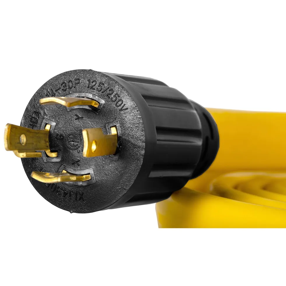 WEN PC1420F 125V/250V 30-Amp 10-Gauge Flattened Under-Door Generator Extension Cord Splitter, 25-Foot (converts L14-30R to four 5-20R outlets)