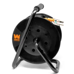 WEN PC5043R 50 ft. 14-Gauge Heavy-Duty SJTW Outdoor 14/3 Extension Cord Reel with NEMA 5-15R Light-Up Power Outlet