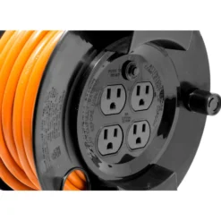 WEN PC5043R 50 ft. 14-Gauge Heavy-Duty SJTW Outdoor 14/3 Extension Cord Reel with NEMA 5-15R Light-Up Power Outlet