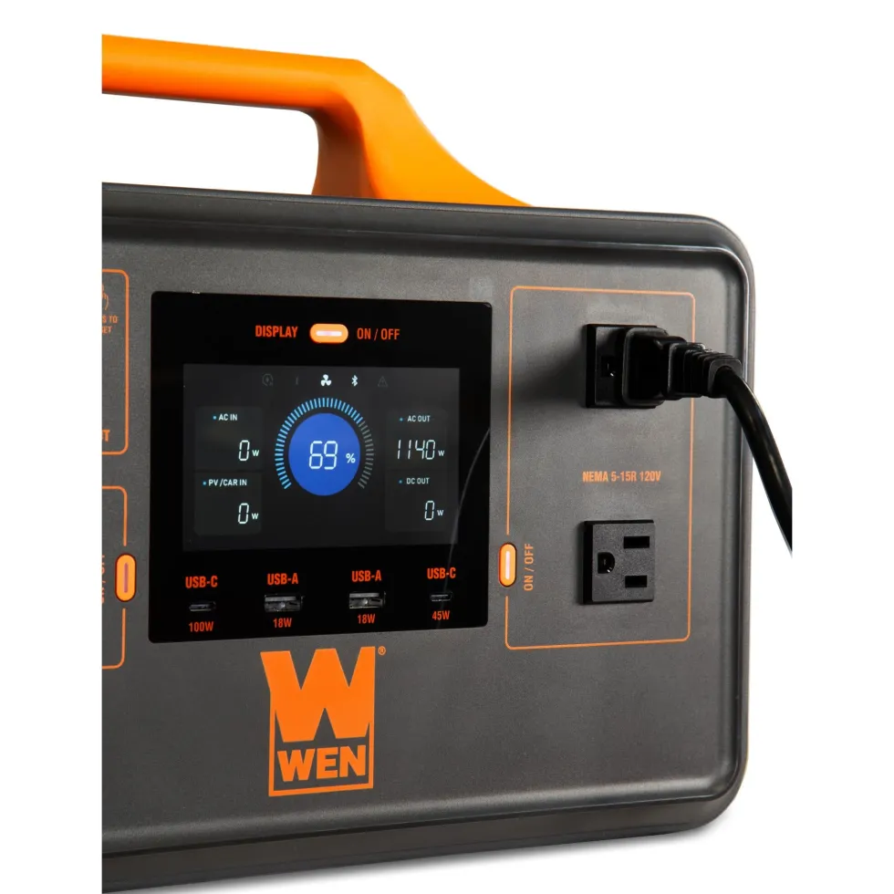 WEN PP1030i 1000-Watt 1030Wh Lithium-Ion Power Station and Battery-Powered Inverter Generator with Bidirectional Charging