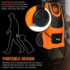 WEN PW22 2100 PSI 1.3 GPM 13.5-Amp Electric Pressure Washer with Variable Flow Power and Hose Reel