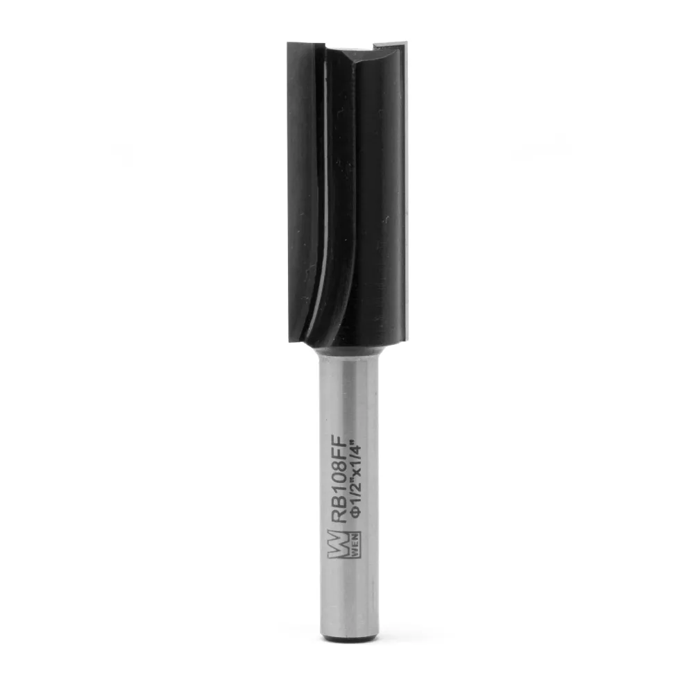 WEN RB108FF 1/2 in. Straight 2-Flute Carbide-Tipped Router Bit with 1/4 in. Shank and 1-1/4 in. Cutting Length