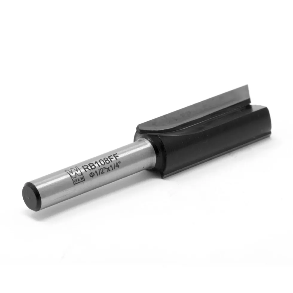 WEN RB108FF 1/2 in. Straight 2-Flute Carbide-Tipped Router Bit with 1/4 in. Shank and 1-1/4 in. Cutting Length